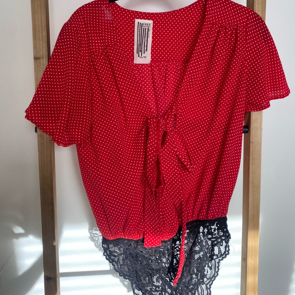 Red free people body suit top size XS